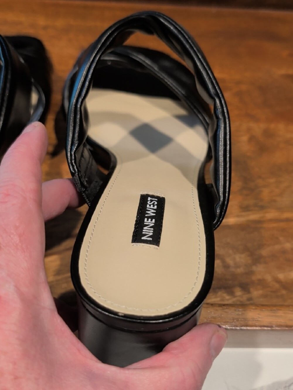 NINE WEST Size 11M-Black Twisted Double-Strap Slide Mules - Picture 12 of 13